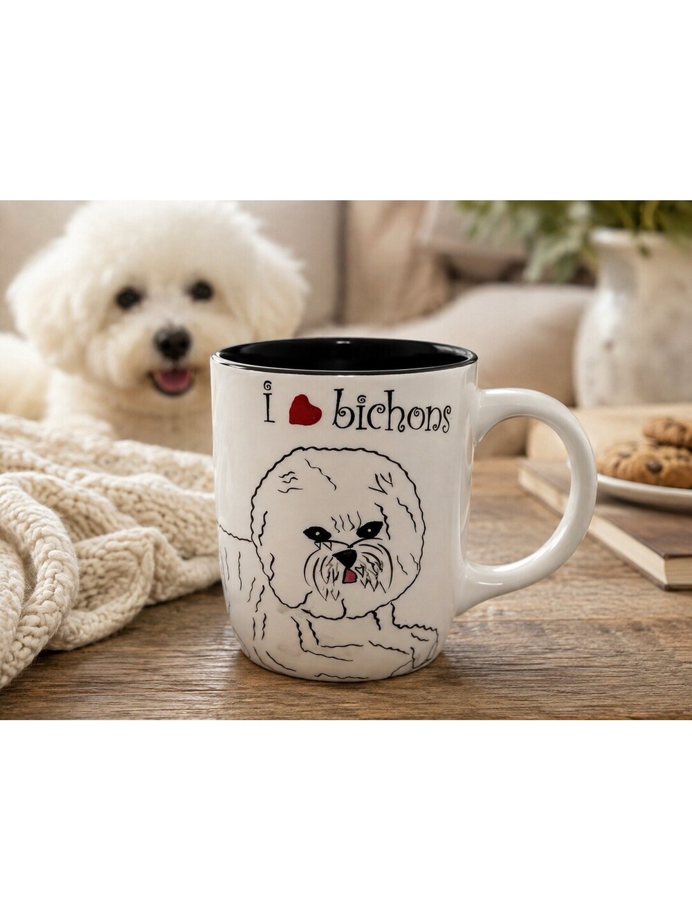 I Love Bichons Dog Coffee Mug Dog Lover 14oz 2012 Rescue Me Now Ginger Bichon